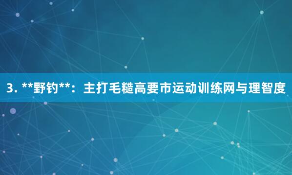 3. **野钓**:主打毛糙高要市运动训练网与理智度
